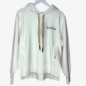 Sandrine Rose L'Artiste Distressed Pullover Hoodie Sweatshirt Cream Women XS NWT